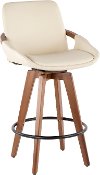B26-COSMO-WL-CR Mid Century Cream and Brown 26 Inch Counter Height Stool - Cosmo