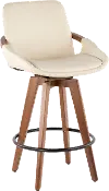 B26-COSMO-WL-CR Mid Century Cream and Brown 26 Inch Counter Height Stool - Cosmo