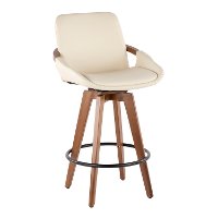 B26-COSMO-WL-CR Mid Century Cream and Brown 26 Inch Counter Height Stool - Cosmo