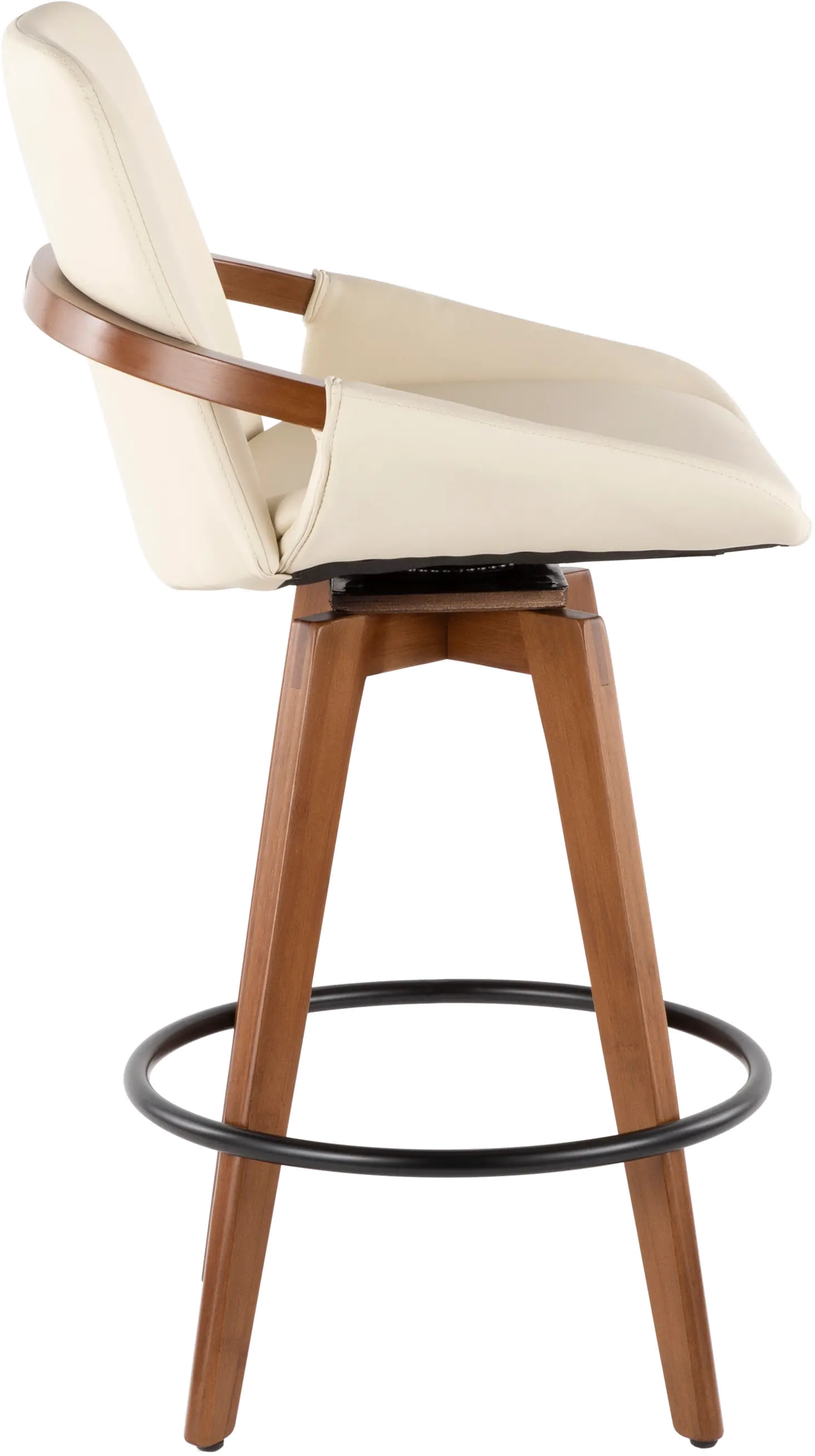 B26-COSMO-WL-CR Mid Century Cream and Brown 26 Inch Counter Height Stool - Cosmo-2