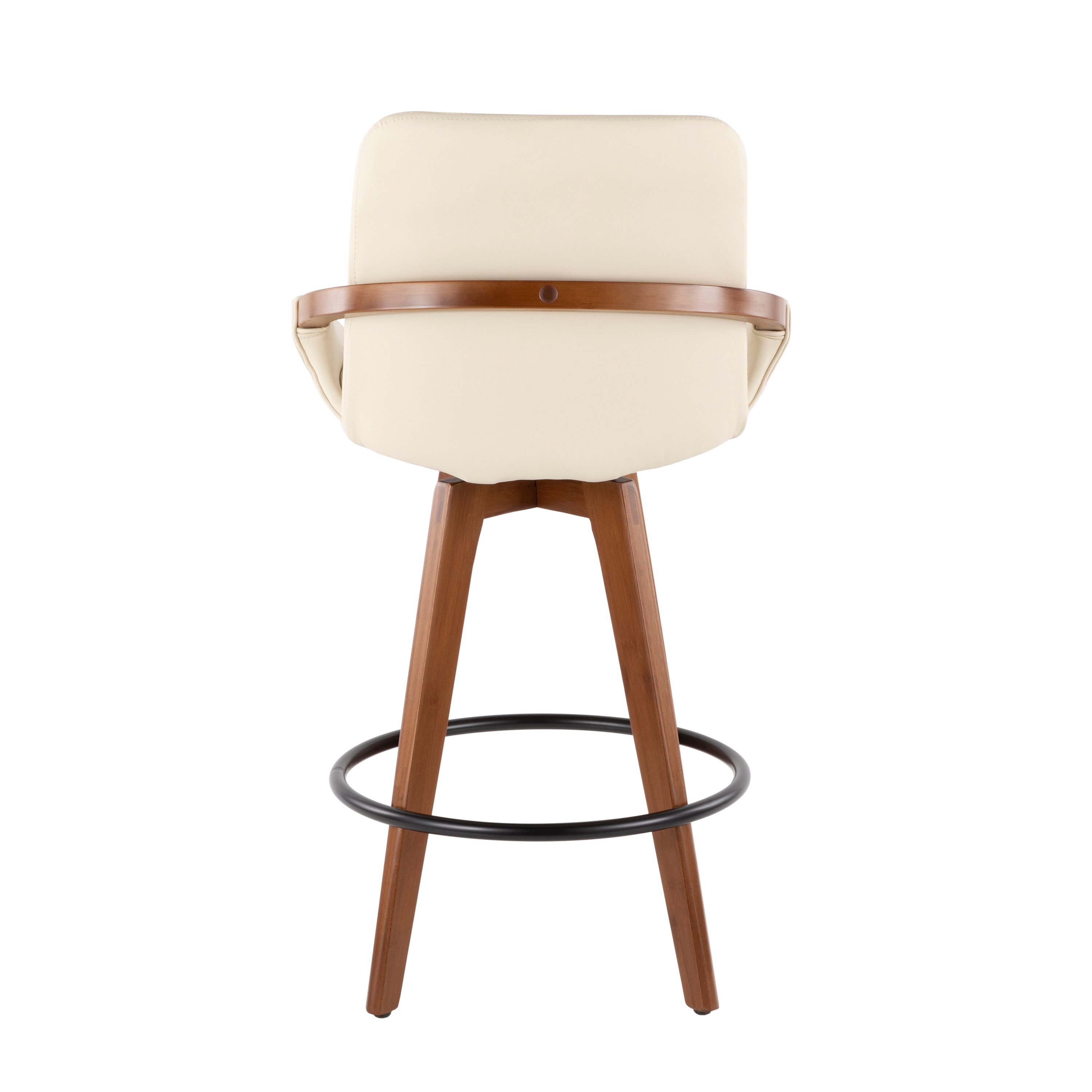 B26-COSMO-WL-CR Mid Century Cream and Brown 26 Inch Counter Height Stool - Cosmo-3