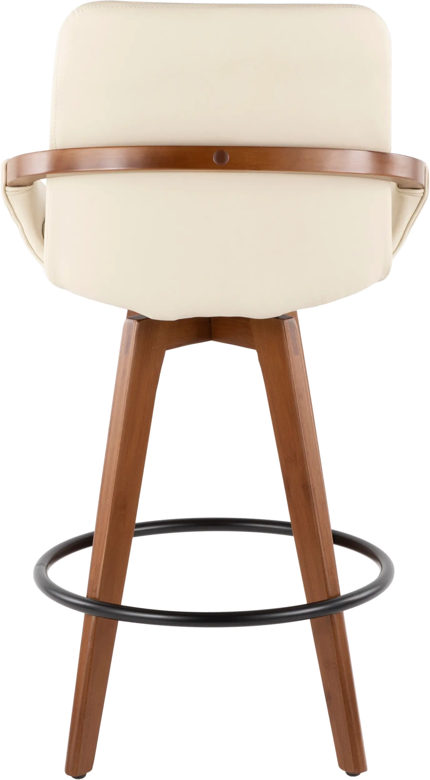B26-COSMO-WL-CR Mid Century Cream and Brown 26 Inch Counter Height Stool - Cosmo-3