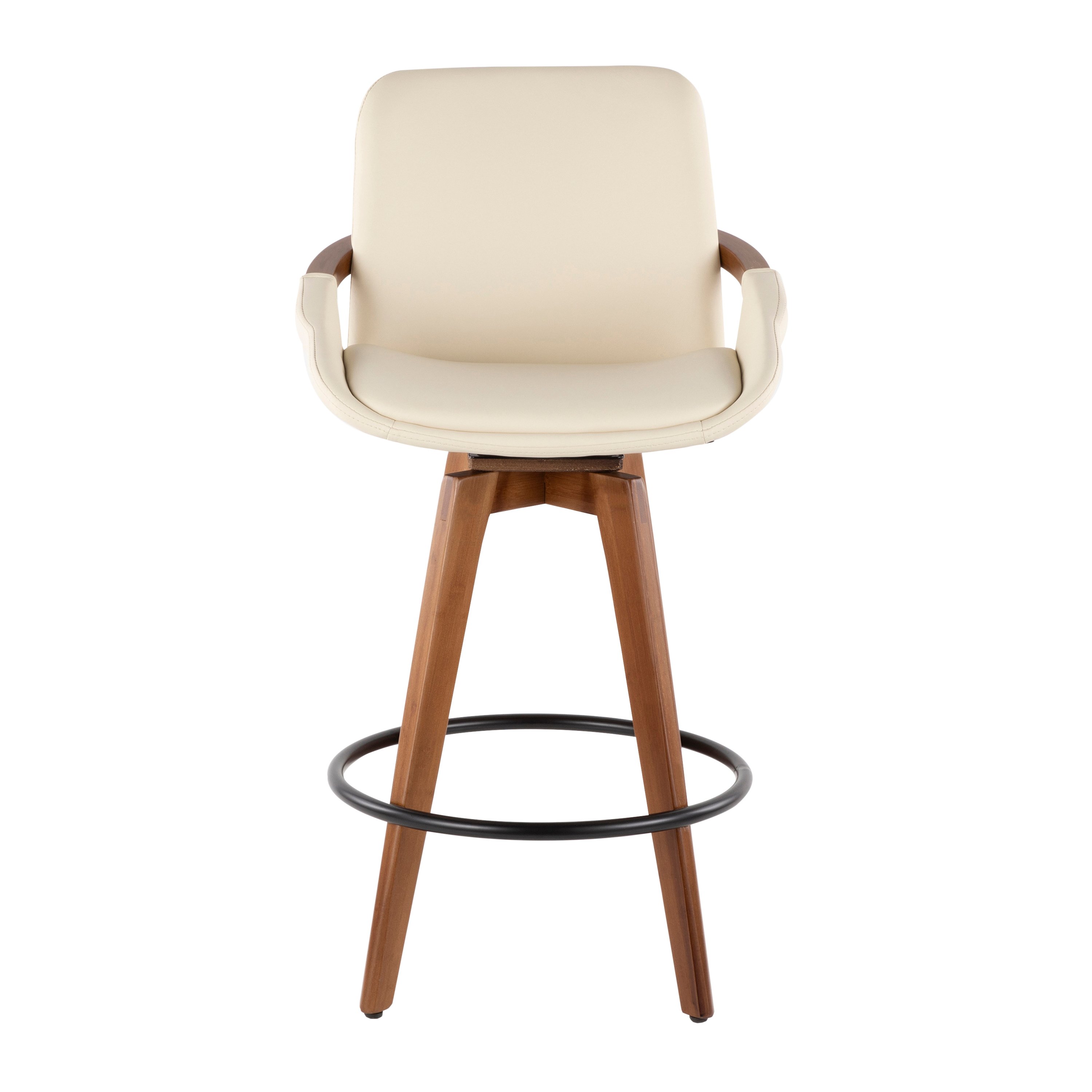 B26-COSMO-WL-CR Mid Century Cream and Brown 26 Inch Counter Height Stool - Cosmo-4