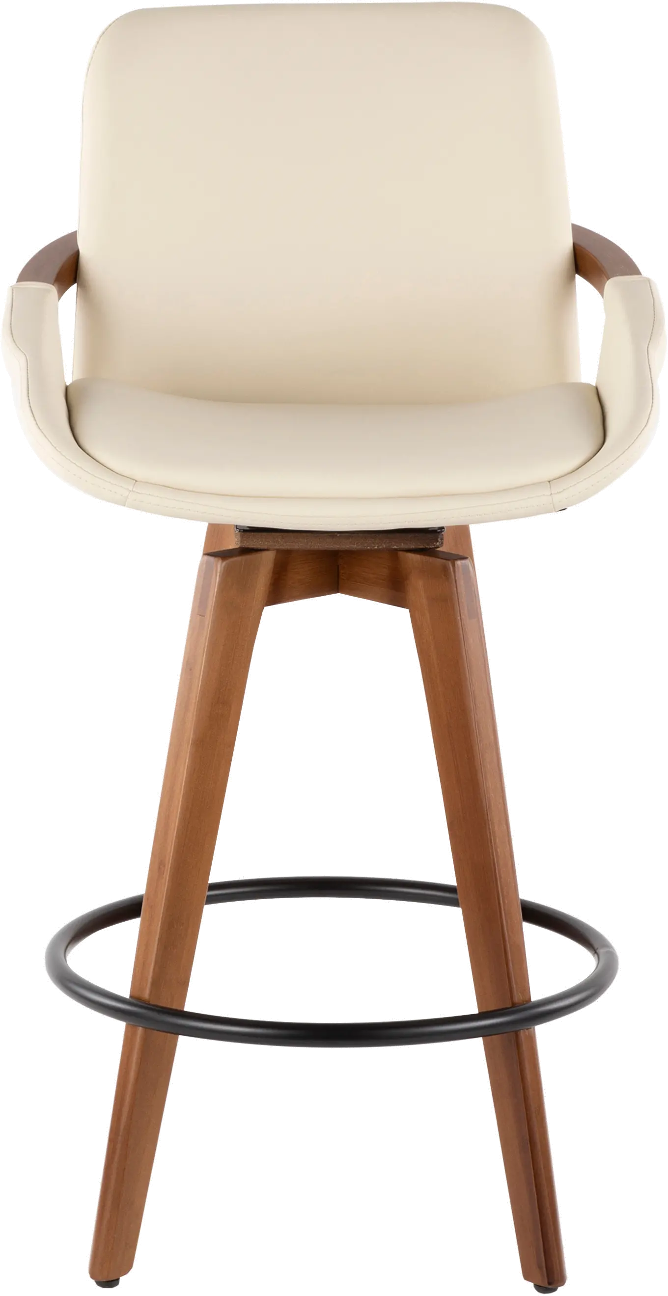 B26-COSMO-WL-CR Mid Century Cream and Brown 26 Inch Counter Height Stool - Cosmo-4