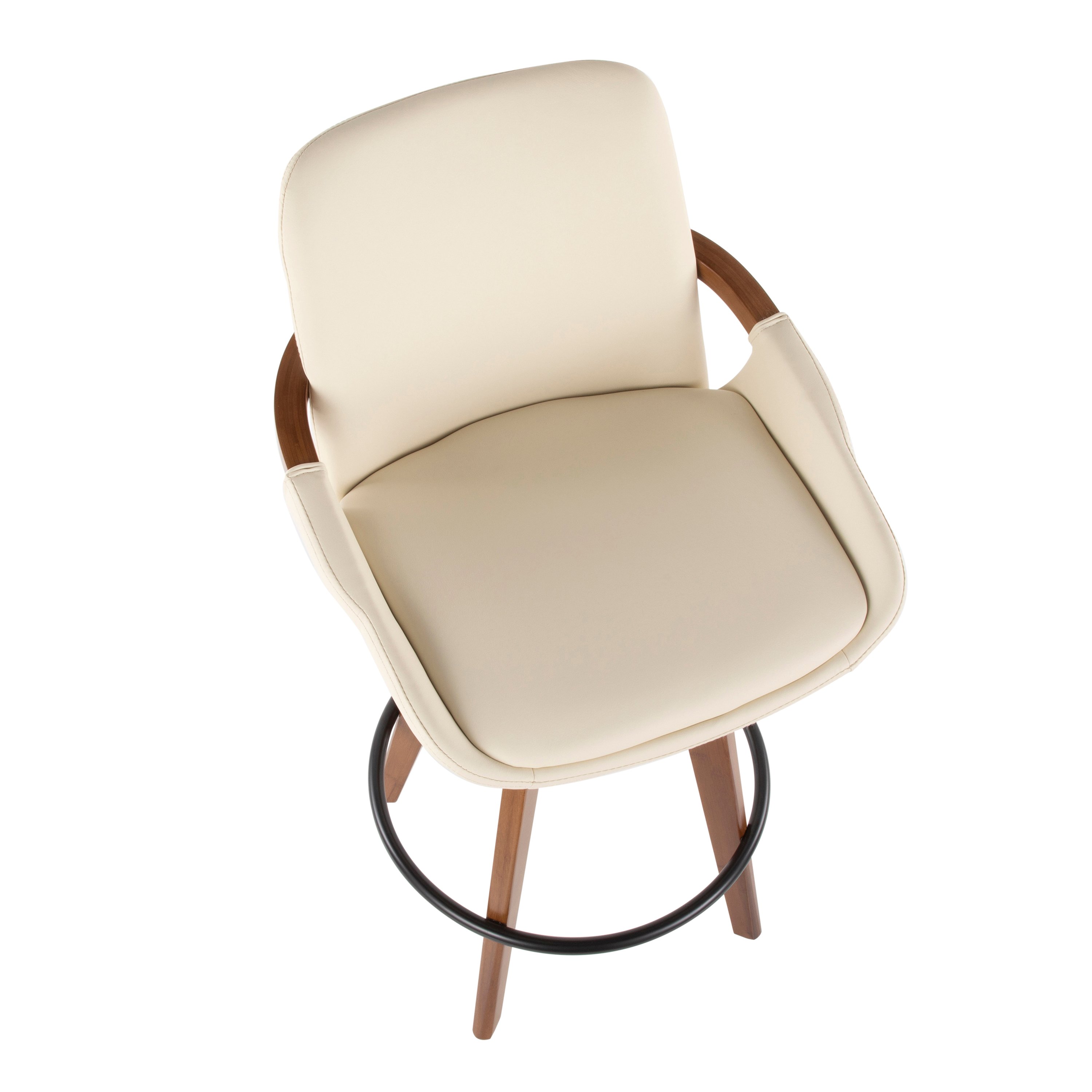 B26-COSMO-WL-CR Mid Century Cream and Brown 26 Inch Counter Height Stool - Cosmo-5