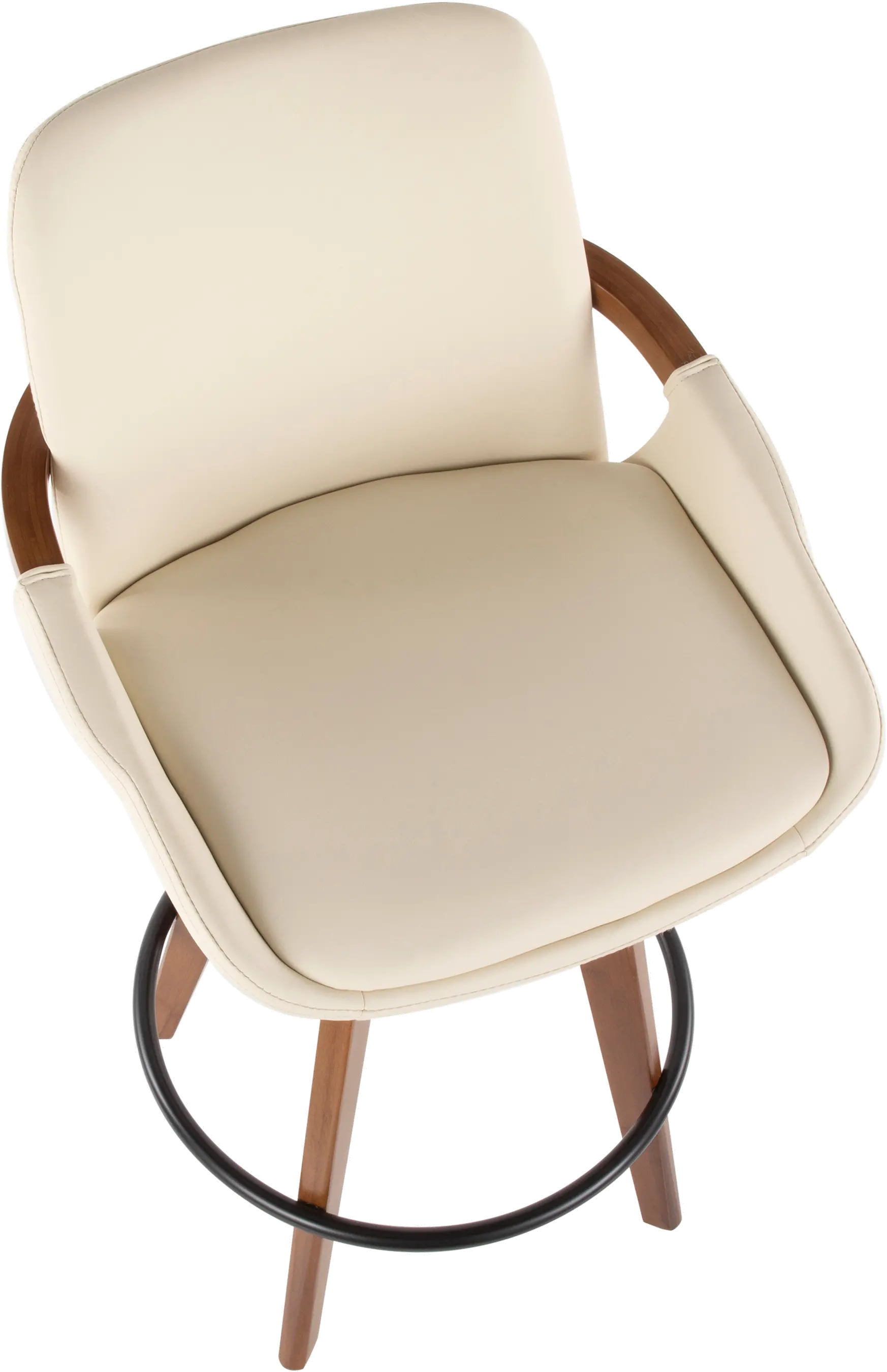 B26-COSMO-WL-CR Mid Century Cream and Brown 26 Inch Counter Height Stool - Cosmo-5