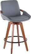 B26-COSMO-WL-GY Mid Century Gray and Brown 26 Inch Counter Height Stool - Cosmo
