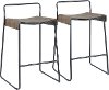 B26-DALI-BKE2 Black and Brown Metal Counter Height Stools (Set of 2) - Dali