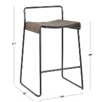 B26-DALI-BKE2 Black and Brown Metal Counter Height Stools (Set of 2) - Dali-7