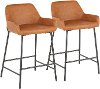 B24-DNLA-BKCAM2 Brown and Black Faux Leather Counter Height Stool (Set of 2) - Daniella