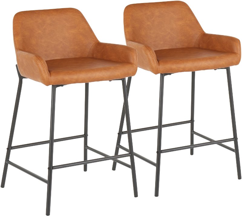 Brown And Black Faux Leather Counter Height Stool Set Of 2