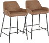 B24-DNLA-BKE2 Dark Brown and Black Faux Leather Counter Height Stool (Set of 2) - Daniella
