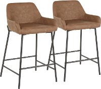 B24-DNLA-BKE2 Dark Brown and Black Faux Leather Counter Height Stool (Set of 2) - Daniella