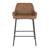 B24-DNLA-BKE2 Dark Brown and Black Faux Leather Counter Height Stool (Set of 2) - Daniella-4
