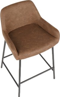 B24-DNLA-BKE2 Dark Brown and Black Faux Leather Counter Height Stool (Set of 2) - Daniella-5