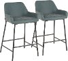 B24-DNLA-BKGN2 Green and Black Faux Leather Counter Height Stool (Set of 2) - Daniella
