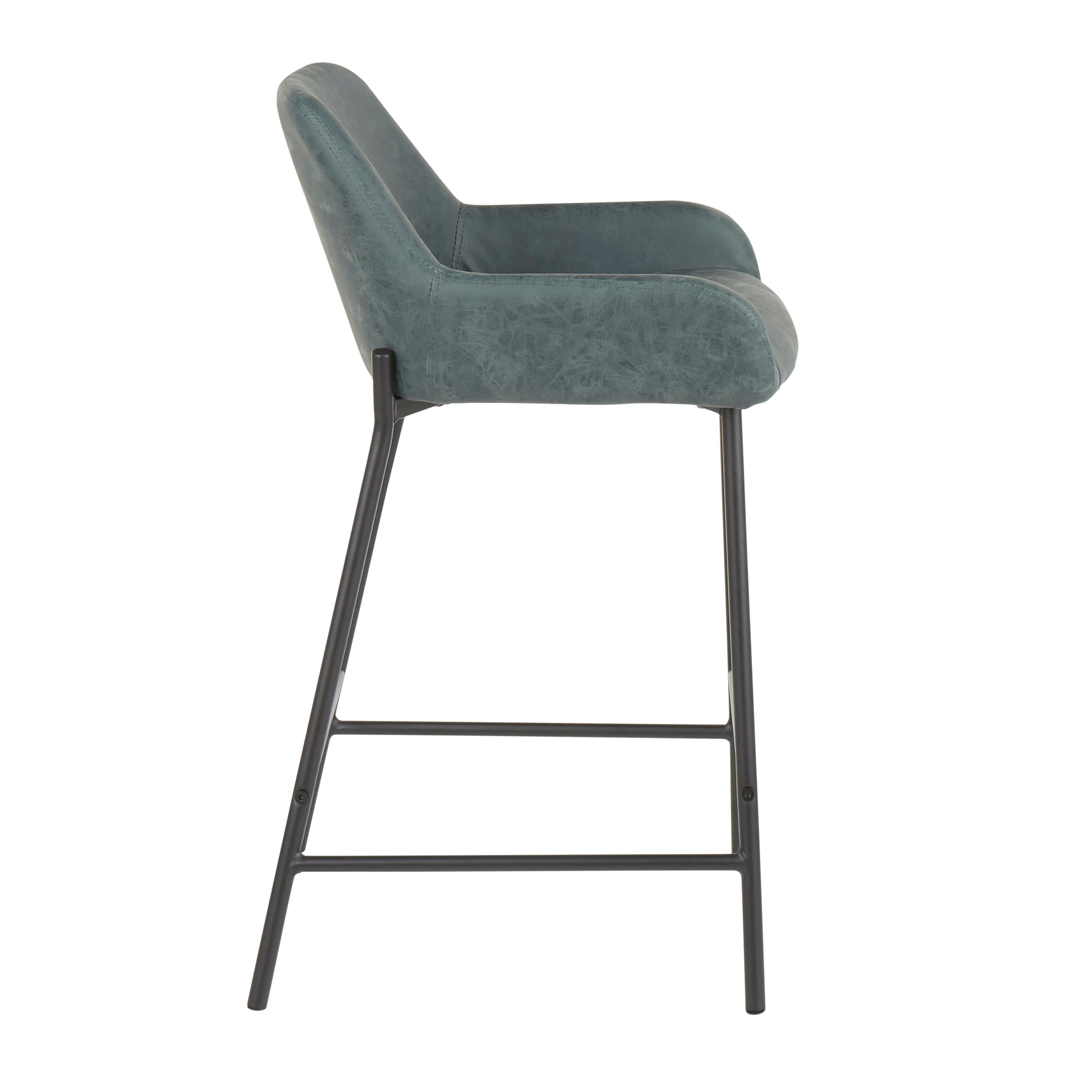 B24-DNLA-BKGN2 Green and Black Faux Leather Counter Height Stool (Set of 2) - Daniella-2