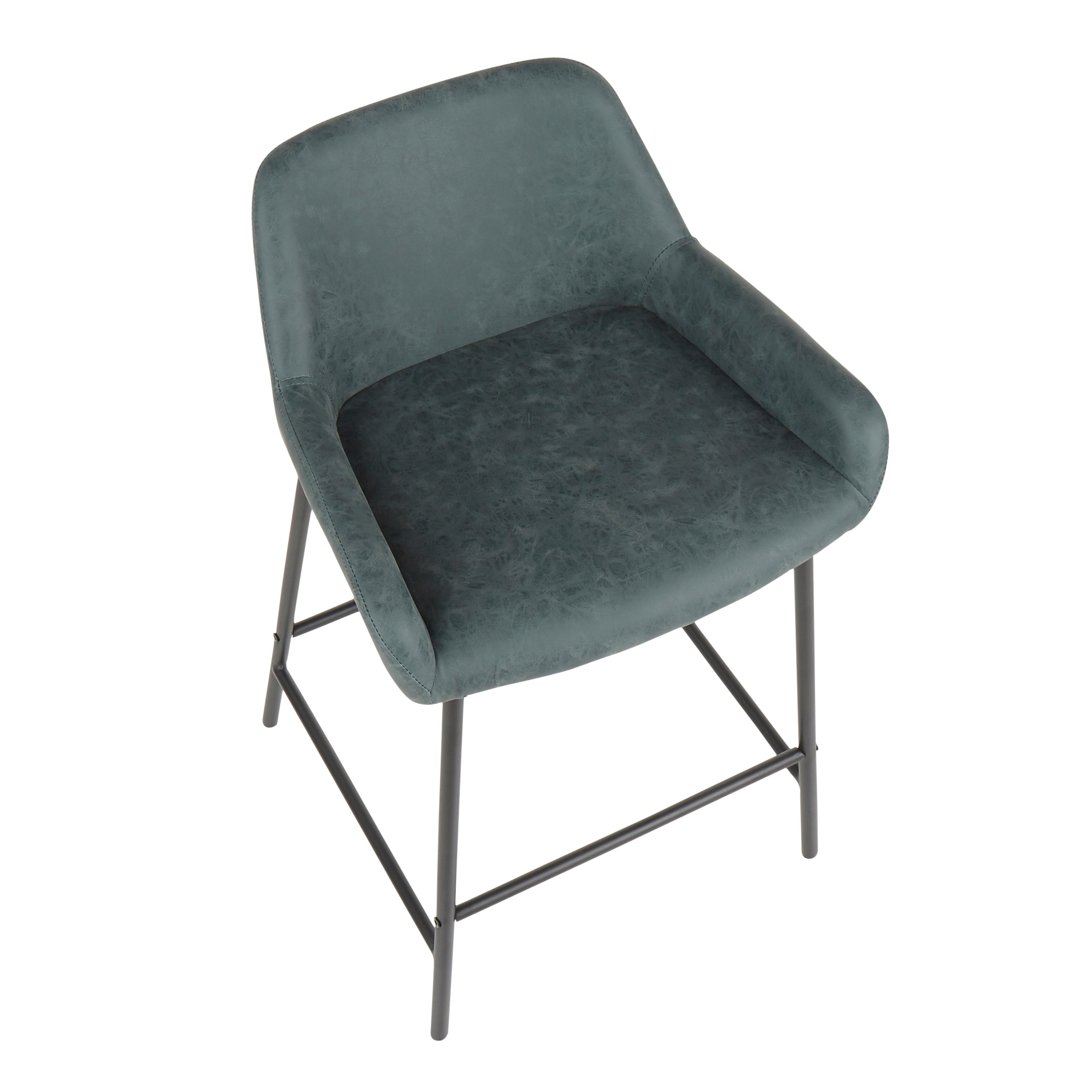 B24-DNLA-BKGN2 Green and Black Faux Leather Counter Height Stool (Set of 2) - Daniella-5