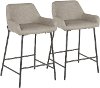 B24-DNLA-BKGY2 Gray and Black Faux Leather Counter Height Stool (Set of 2) - Daniella
