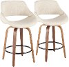 B26-FBCO2Q-WLCR2 Cream and Brown 26 Inch Counter Height Stool (Set of 2) - Fabrico