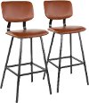 B30-FNDY-BK-CG2 Contemporary Brown and Black Faux Leather Bar Stool (Set of 2) - Foundry