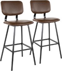 B30-FNDY-BK-E2 Contemporary Dark Brown and Black Faux Leather Bar Stool (Set of 2) - Foundry