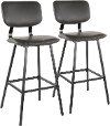 B30-FNDY-BK-GY2 Contemporary Black Faux Leather Bar Stool (Set of 2) - Foundry