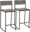 B24-INDYFUJI-ANE2 Industrial Brown and Antique Metal Counter Height Stool (Set of 2) - Fuji