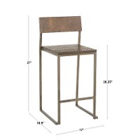 B24-INDYFUJI-ANE2 Industrial Brown and Antique Metal Counter Height Stool (Set of 2) - Fuji-7