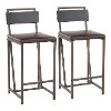 B26-GIA-ANE2 Industrial Antique Metal and Brown Counter Height Stool (Set of 2) - Gia