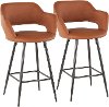 B25-MARG-BK-BN2 Contemporary Brown Faux Leather Counter Height Stools (Set of 2) - Margarite