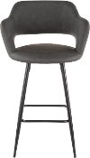 B25-MARG-BK-GY2 Contemporary Gray Faux Leather Counter Height Stools (Set of 2) - Margarite