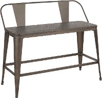 BC26-OR-ANE Farmhouse Antique and Brown Metal Counter Height Bench - Oregon