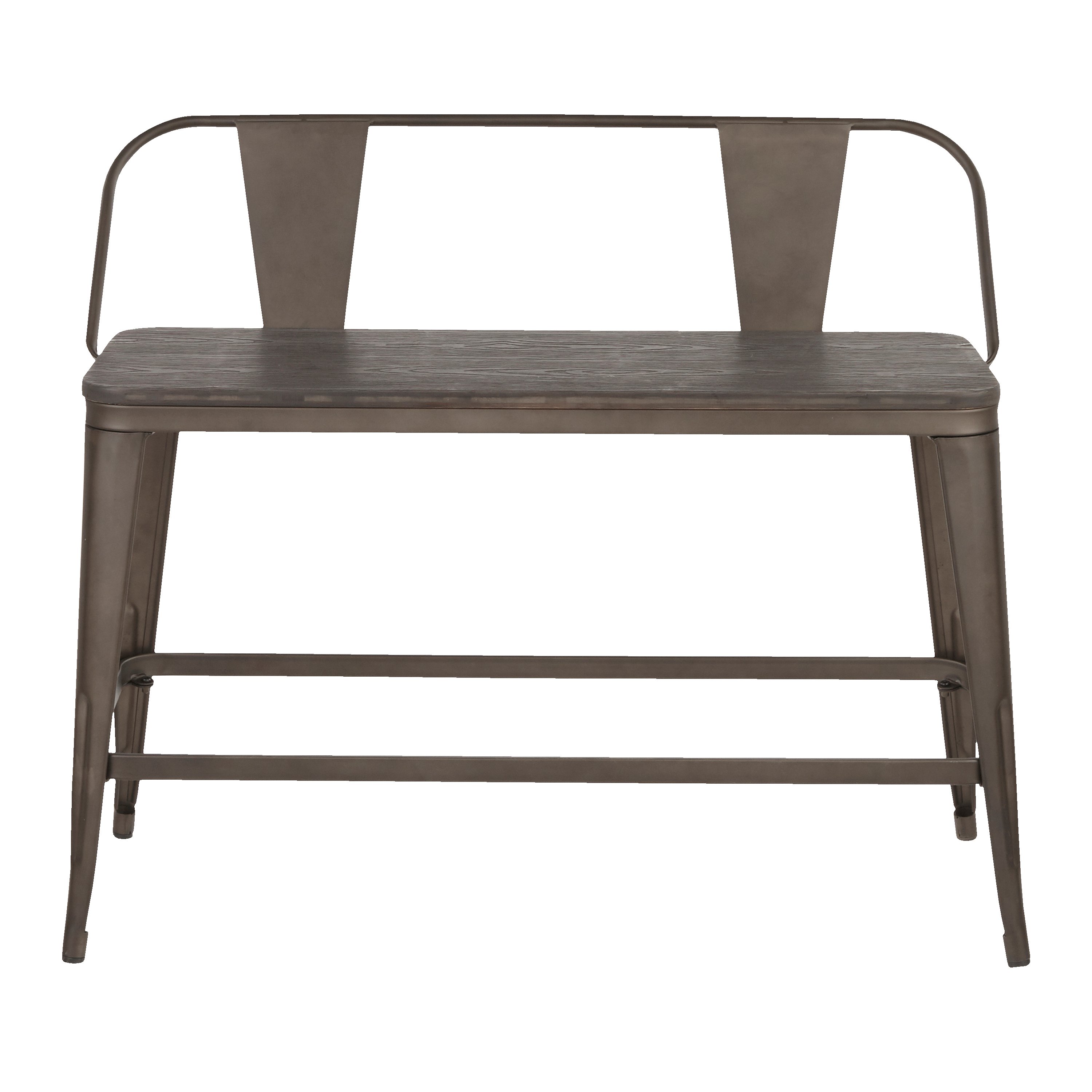 BC26-OR-ANE Farmhouse Antique and Brown Metal Counter Height Bench - Oregon-2