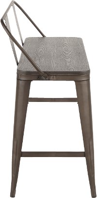 BC26-OR-ANE Farmhouse Antique and Brown Metal Counter Height Bench - Oregon-3