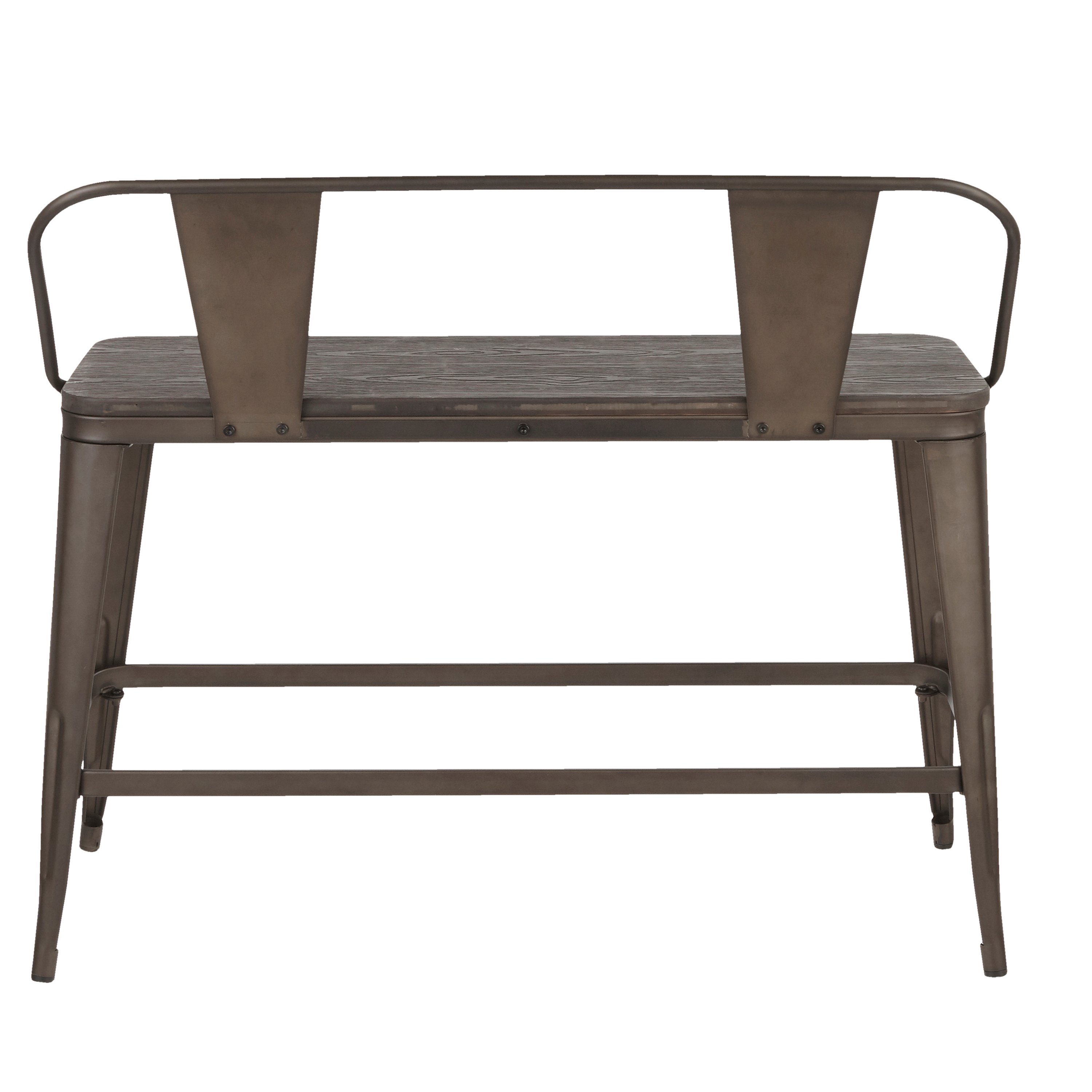BC26-OR-ANE Farmhouse Antique and Brown Metal Counter Height Bench - Oregon-4