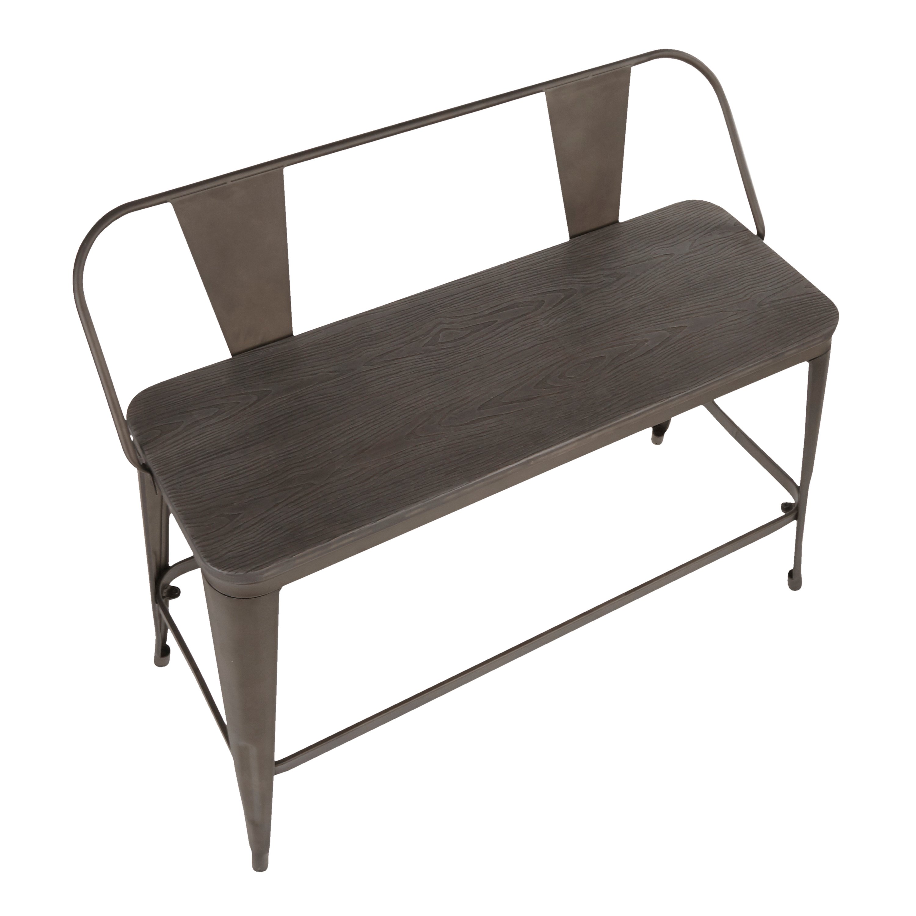 BC26-OR-ANE Farmhouse Antique and Brown Metal Counter Height Bench - Oregon-5