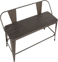 BC26-OR-ANE Farmhouse Antique and Brown Metal Counter Height Bench - Oregon-5