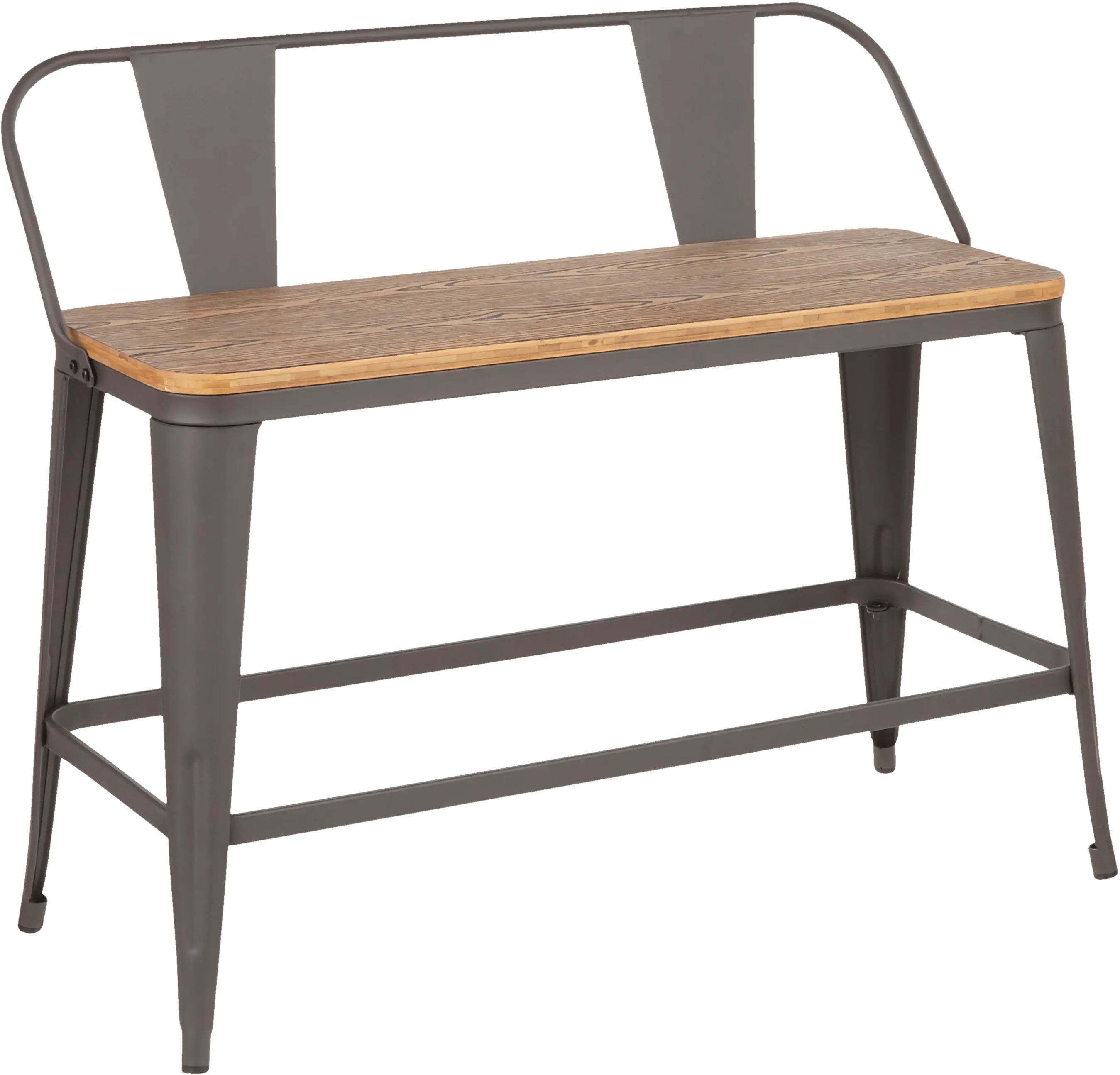 BC26-OR-GY Farmhouse Gray and Natural Metal Counter Height Bench - Oregon-1