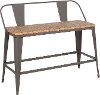 BC26-OR-GY Farmhouse Gray and Natural Metal Counter Height Bench - Oregon