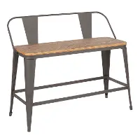 BC26-OR-GY Farmhouse Gray and Natural Metal Counter Height Bench - Oregon
