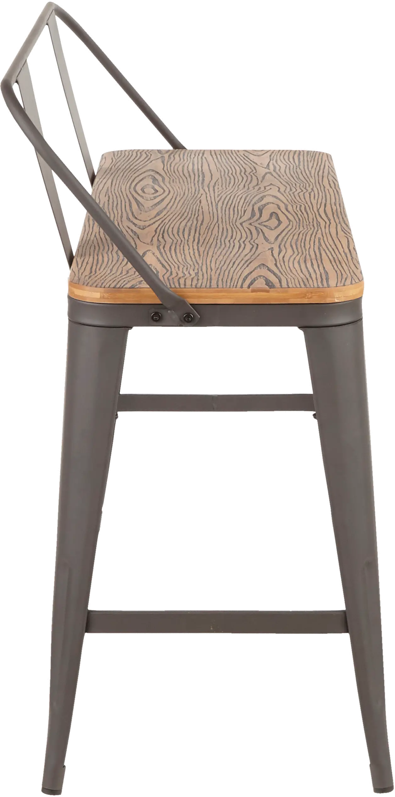 BC26-OR-GY Farmhouse Gray and Natural Metal Counter Height Bench - Oregon-2