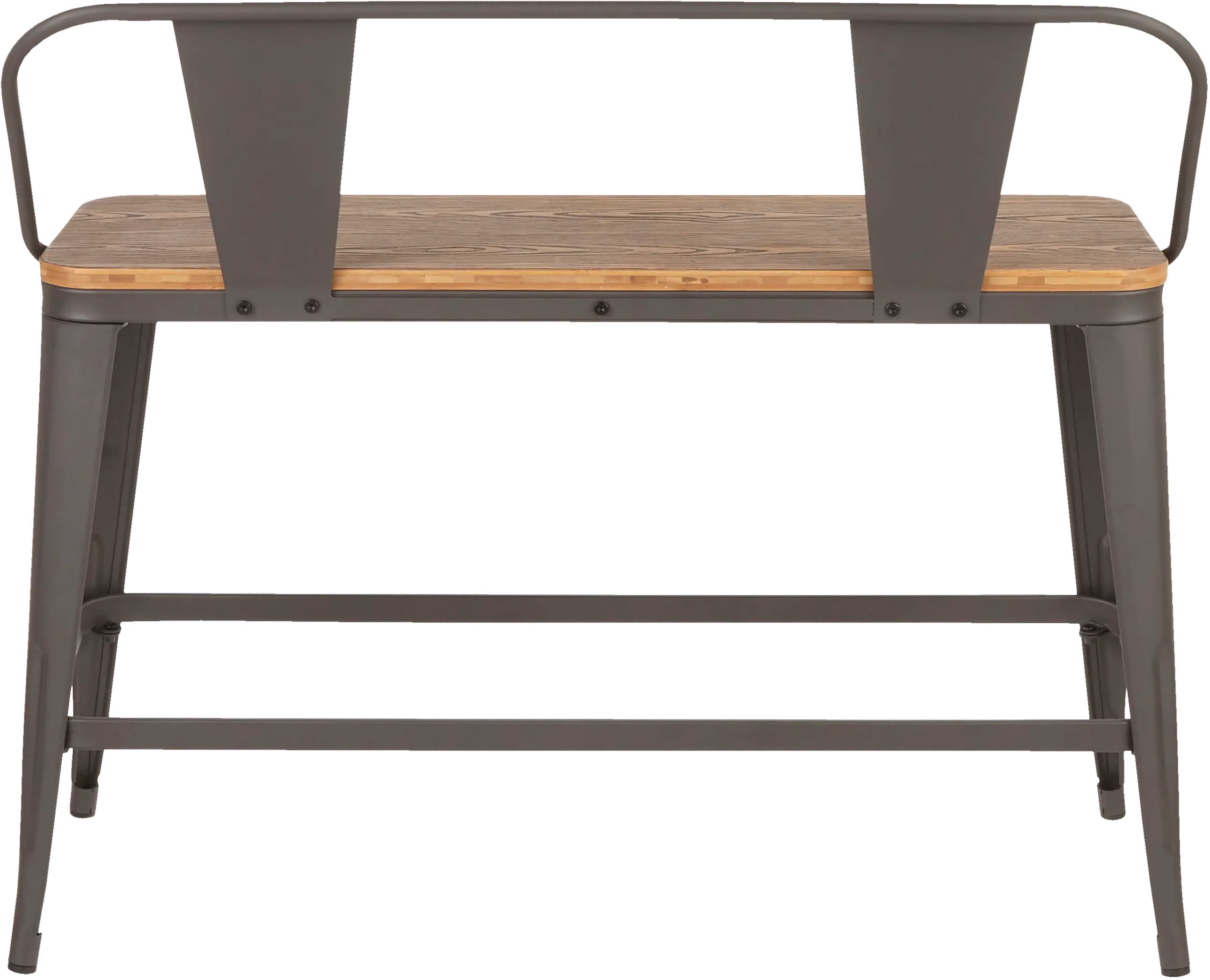 BC26-OR-GY Farmhouse Gray and Natural Metal Counter Height Bench - Oregon-3