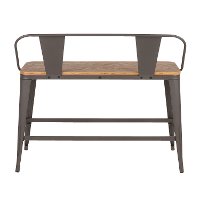 BC26-OR-GY Farmhouse Gray and Natural Metal Counter Height Bench - Oregon-3