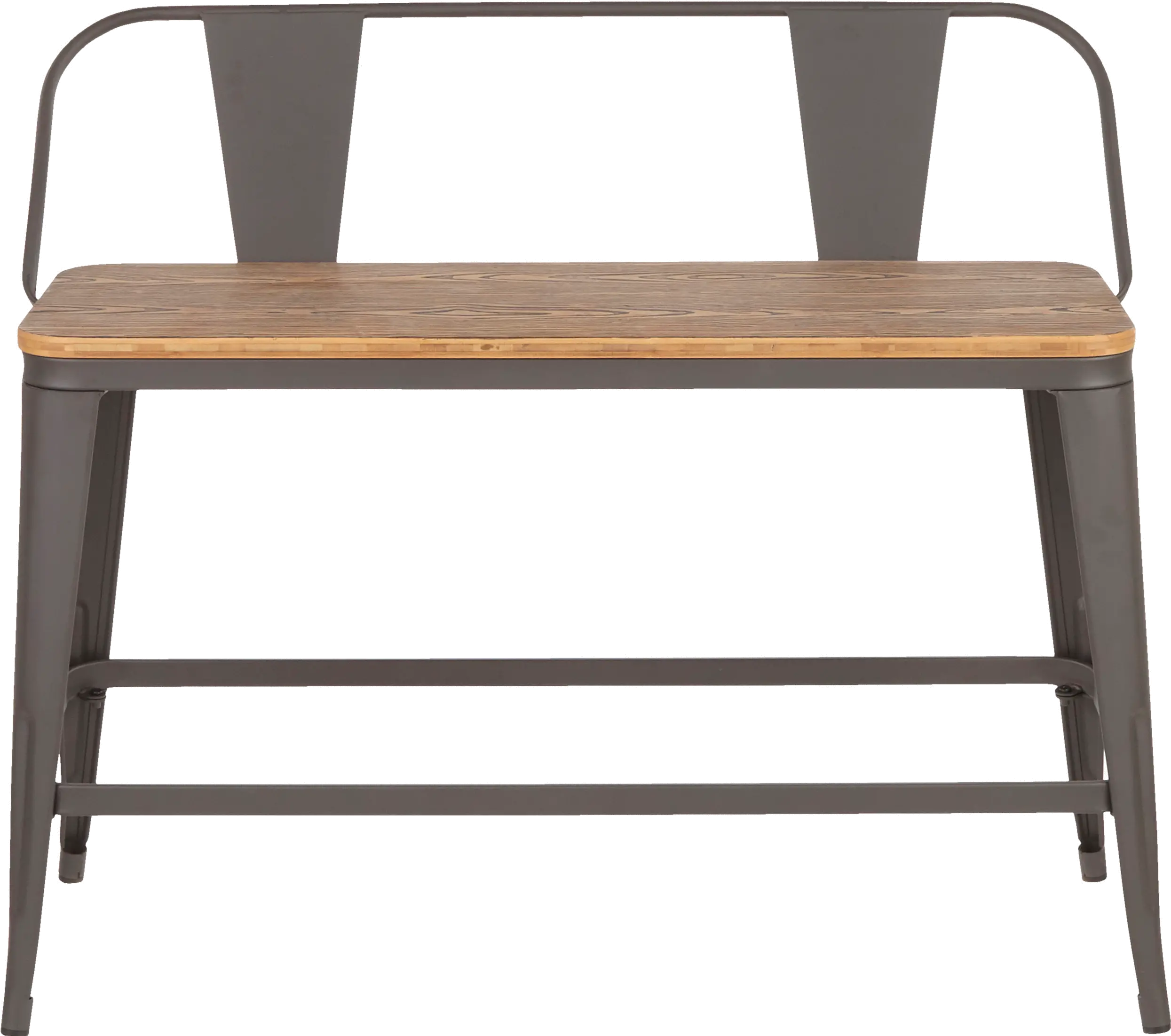 BC26-OR-GY Farmhouse Gray and Natural Metal Counter Height Bench - Oregon-4