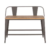 BC26-OR-GY Farmhouse Gray and Natural Metal Counter Height Bench - Oregon-4