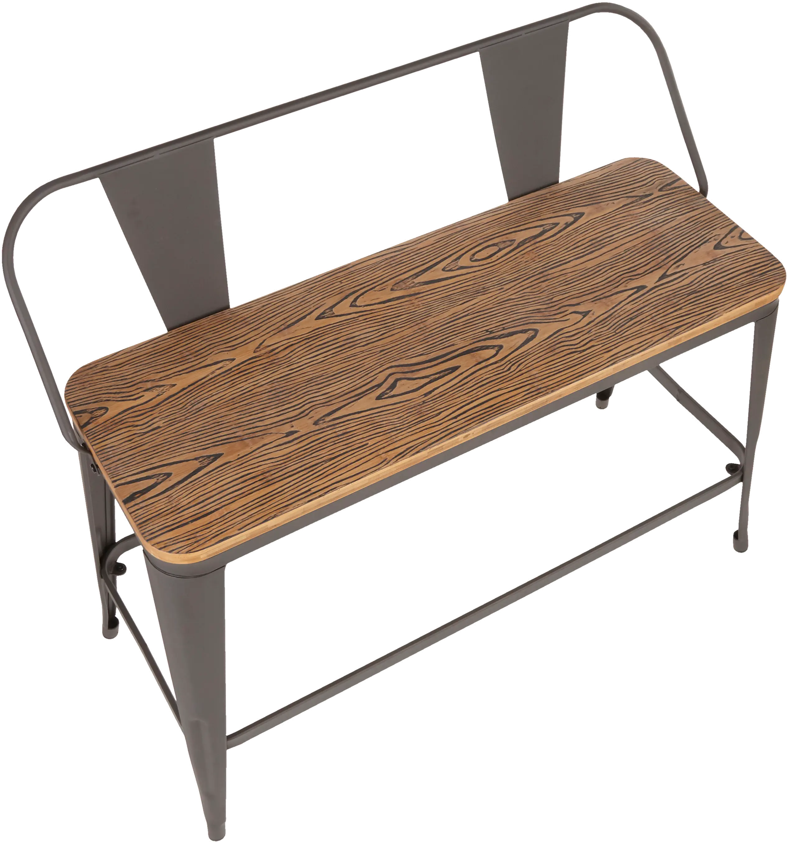 BC26-OR-GY Farmhouse Gray and Natural Metal Counter Height Bench - Oregon-5