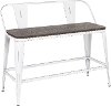 BC26-OR-VWE Farmhouse White and Brown Metal Counter Height Bench - Oregon