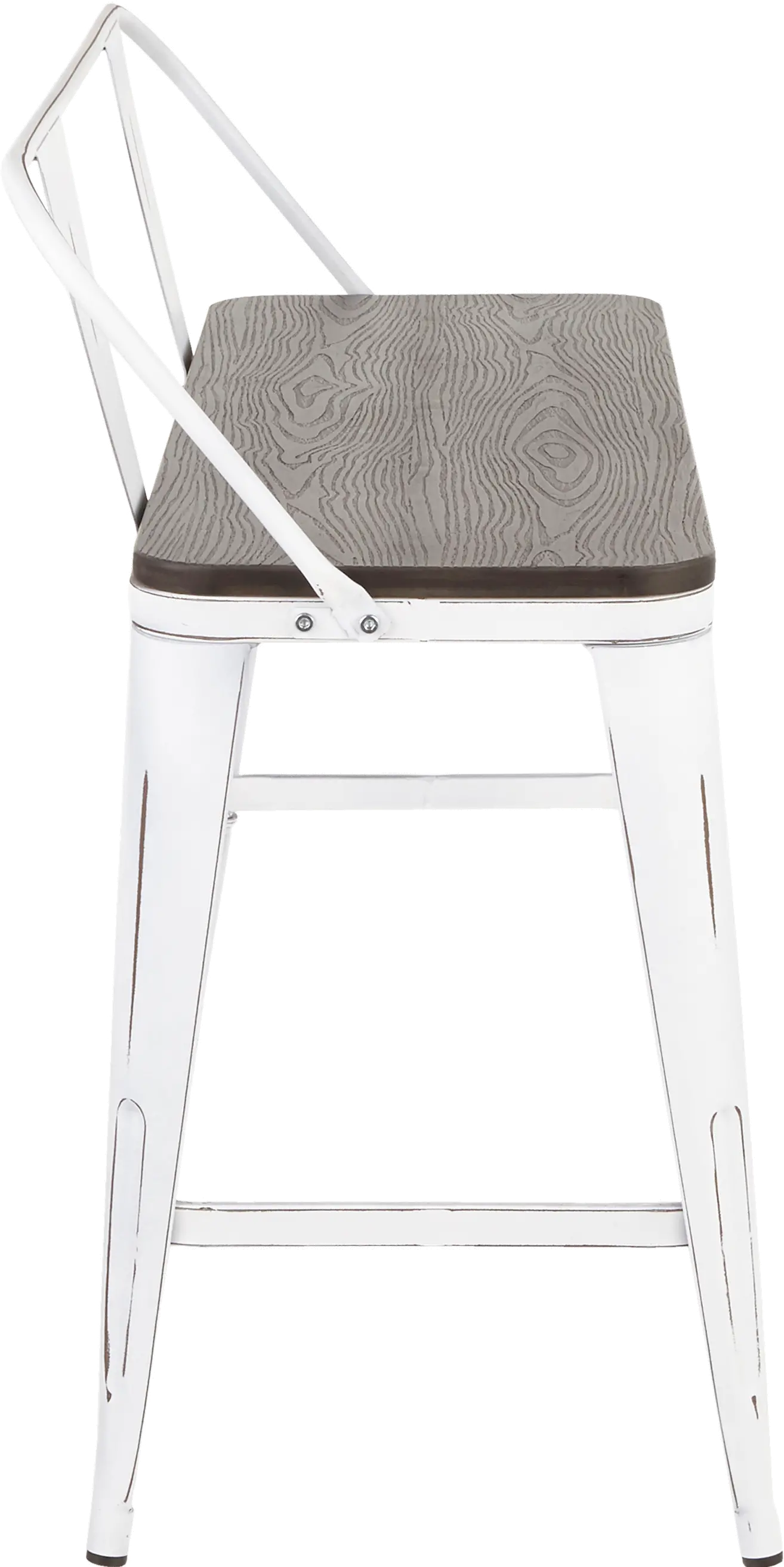 BC26-OR-VWE Farmhouse White and Brown Metal Counter Height Bench - Oregon-2