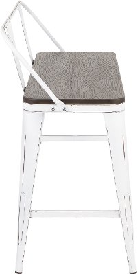 BC26-OR-VWE Farmhouse White and Brown Metal Counter Height Bench - Oregon-2
